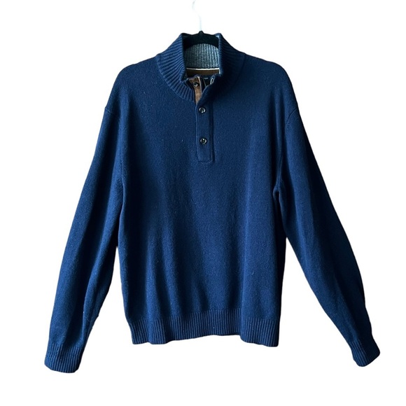 Oversize 100% Lambs WoolTommy Hilfiger suede feel  elbow patch preppy sweater - Picture 5 of 8